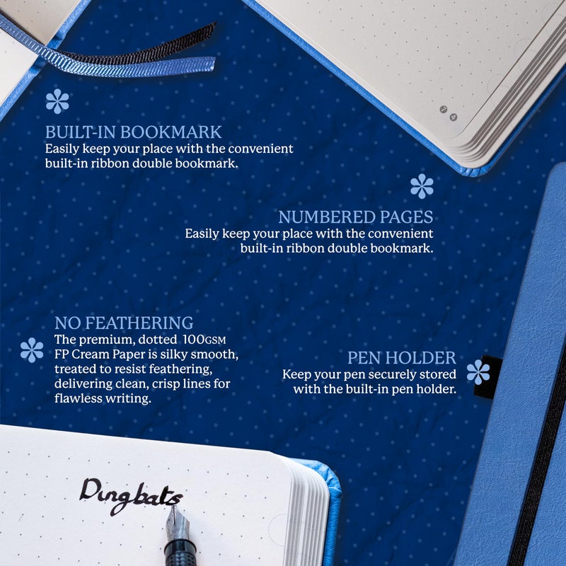 Dingbats* Notebooks Dingbats* Earth Dotted Writing Journal Notebook A5 - Vegan Leather Hardcover - Ideal for Work, Travel - Pocket, Elastic Closure & Bookmark - Image 3